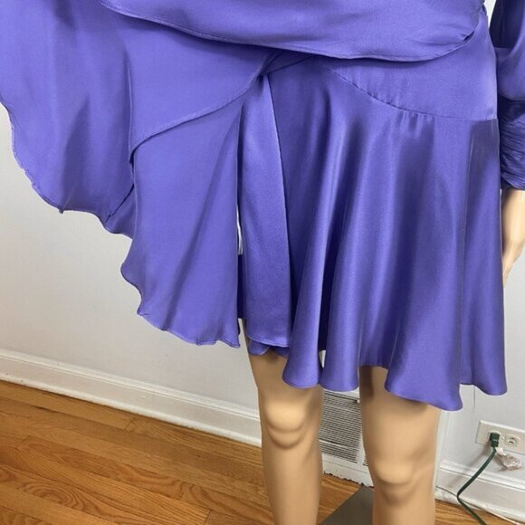 ZIMMERMANN Silk Wrap Mini Dress Violet Purple Size 1 / M / 6-8 - Picture 5 of 12